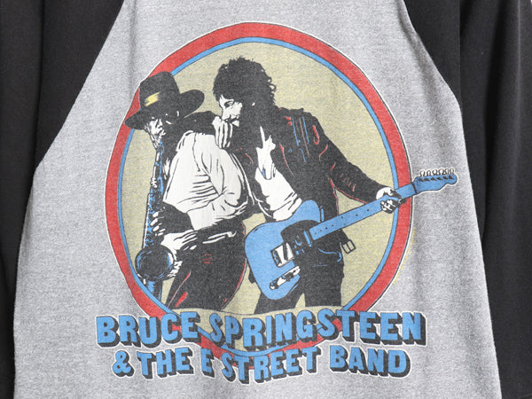 80s ブルーススプリングスティーン ツアー イラスト プリント ベースボール Tシャツ メンズ S 程 ヴィンテージ 当時物 ロック バンド 7分袖