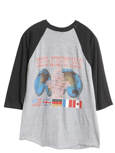 80s ブルーススプリングスティーン ツアー イラスト プリント ベースボール Tシャツ メンズ S 程 ヴィンテージ 当時物 ロック バンド 7分袖