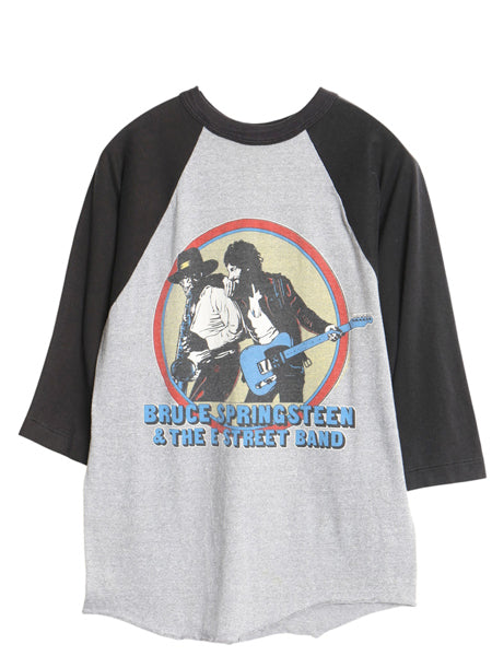 80s ブルーススプリングスティーン ツアー イラスト プリント ベースボール Tシャツ メンズ S 程 ヴィンテージ 当時物 ロック バンド 7分袖