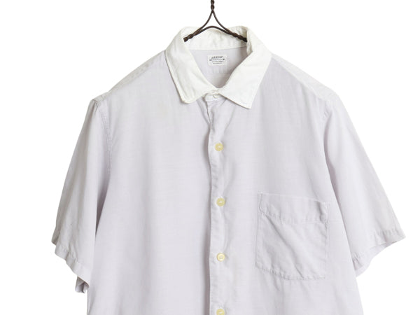 50s USA製 ★ アロー マチ付き クレリック 半袖 シャツ メンズ M / ヴィンテージ ドレス ビジネス ポケット付き 100% コットン ワイシャツ