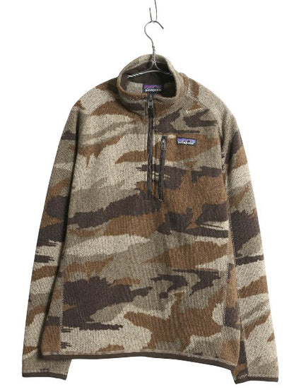 パタゴニア 迷彩 ベターセーター ハーフジップ メンズ S / 古着 21年製 フリース セーター 裏起毛 プルオーバー カモフラ 総柄 アウトドア