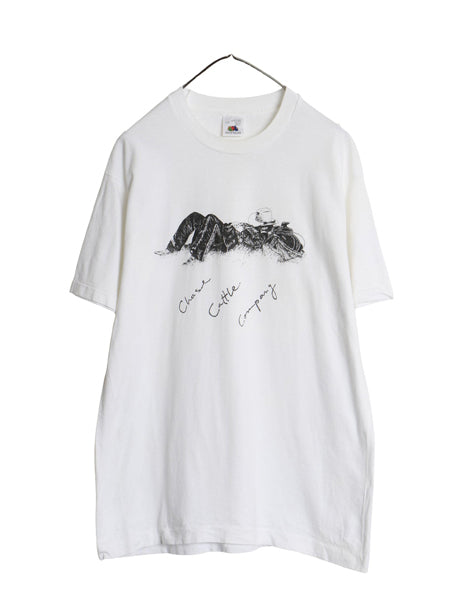 80s 企業 カウボーイ イラスト プリント Tシャツ メンズ L / ヴィンテージ 当時物 グラフィック ヘビーウェイト シングルステッチ ホワイト