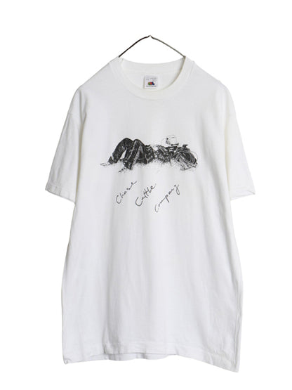 80s 企業 カウボーイ イラスト プリント Tシャツ メンズ L / ヴィンテージ 当時物 グラフィック ヘビーウェイト シングルステッチ ホワイト