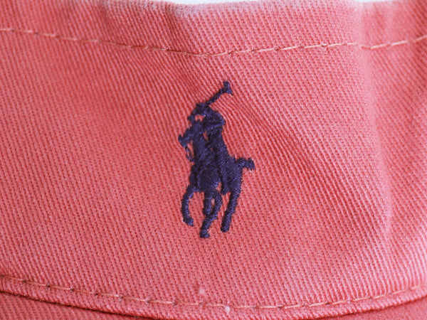 90s USA製 ポロ ラルフローレン サンバイザー フリーサイズ / 帽子 オールド コットン ワンポイント ポニー刺繍 キャップ シンプル ピンク