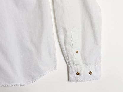 90s ローレン ラルフローレン 長袖 シャツ レディース M / オールド コットン ブラウス ロールアップ ワンポイント クレスト ロゴ刺繍 白