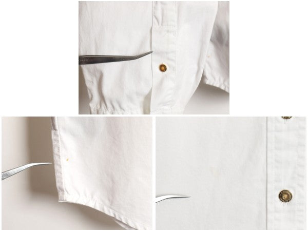 90s ローレン ラルフローレン 長袖 シャツ レディース M / オールド コットン ブラウス ロールアップ ワンポイント クレスト ロゴ刺繍 白
