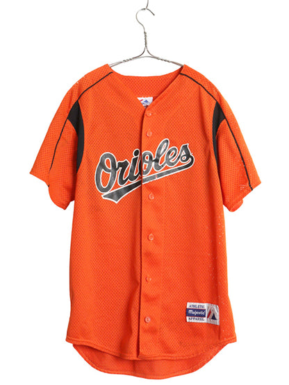 オリオールズ ベースボール シャツ メンズ S 程/ MLB オフィシャル マジェスティック 大リーグ ユニフォーム ゲームシャツ 重ね着 メッシュ