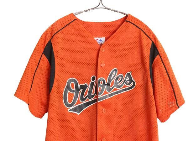 オリオールズ ベースボール シャツ メンズ S 程/ MLB オフィシャル マジェスティック 大リーグ ユニフォーム ゲームシャツ 重ね着 メッシュ