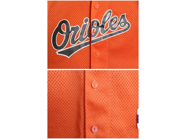 オリオールズ ベースボール シャツ メンズ S 程/ MLB オフィシャル マジェスティック 大リーグ ユニフォーム ゲームシャツ 重ね着 メッシュ