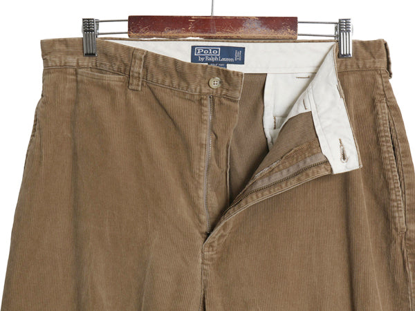 90s ポロ ラルフローレン 細畝 コーデュロイ パンツ メンズ 35 32 オールド PHILIP PANT ストレート ノータック アーミー タイプ ブラウン