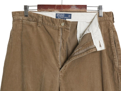 90s ポロ ラルフローレン 細畝 コーデュロイ パンツ メンズ 35 32 オールド PHILIP PANT ストレート ノータック アーミー タイプ ブラウン