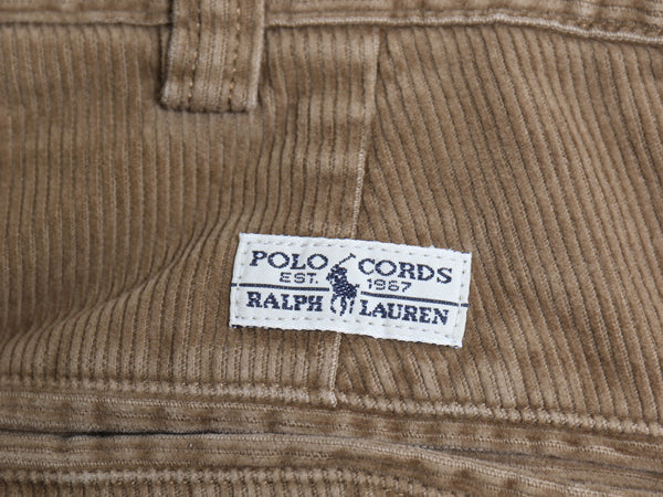 90s ポロ ラルフローレン 細畝 コーデュロイ パンツ メンズ 35 32 オールド PHILIP PANT ストレート ノータック アーミー タイプ ブラウン