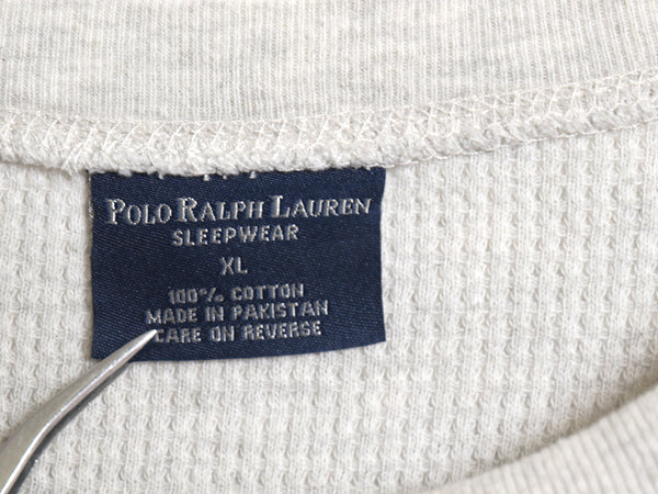 ポロ ラルフローレン 長袖 サーマル Tシャツ メンズ XL ロンT ワッフル カットソー ワンポイント ストレッチ シンプル 大きいサイズ グレー