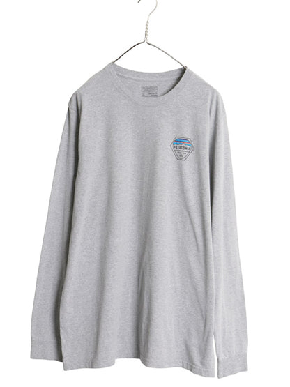 パタゴニア 両面 プリント 長袖 Tシャツ メンズ XL 17年製 アウトドア ロンT ロングスリーブ グラフィック バックプリント 大きいサイズ 灰