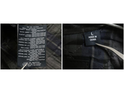 トミーヒルフィガー 本革 ラム レザー スイングトップ ジャケット メンズ L / 中綿 キルティング チェック ライナー 革ジャン ブルゾン 黒