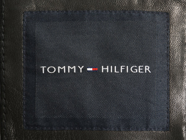 トミーヒルフィガー 本革 ラム レザー スイングトップ ジャケット メンズ L / 中綿 キルティング チェック ライナー 革ジャン ブルゾン 黒