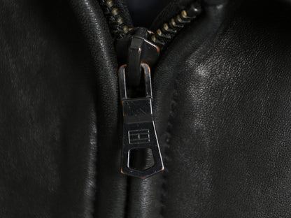 トミーヒルフィガー 本革 ラム レザー スイングトップ ジャケット メンズ L / 中綿 キルティング チェック ライナー 革ジャン ブルゾン 黒