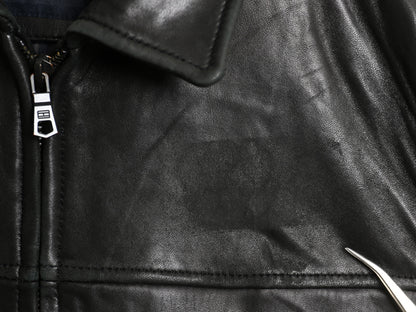 トミーヒルフィガー 本革 ラム レザー スイングトップ ジャケット メンズ L / 中綿 キルティング チェック ライナー 革ジャン ブルゾン 黒