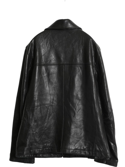 トミーヒルフィガー 本革 ラム レザー スイングトップ ジャケット メンズ L / 中綿 キルティング チェック ライナー 革ジャン ブルゾン 黒