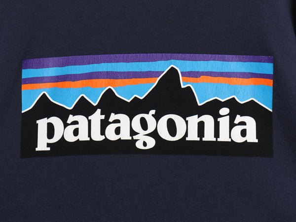 パタゴニア 両面 プリント 長袖 Tシャツ メンズ S 18年製 アウトドア ロンT ロングスリーブ P6 バックプリント ボックスロゴ カットソー 紺