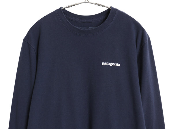 パタゴニア 両面 プリント 長袖 Tシャツ メンズ S 18年製 アウトドア ロンT ロングスリーブ P6 バックプリント ボックスロゴ カットソー 紺