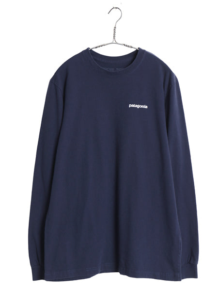 パタゴニア 両面 プリント 長袖 Tシャツ メンズ S 18年製 アウトドア ロンT ロングスリーブ P6 バックプリント ボックスロゴ カットソー 紺