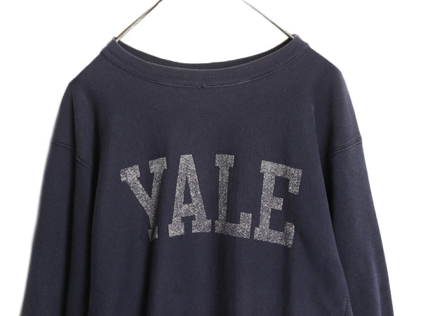 80s USA製 ★ チャンピオン リバースウィーブ YALE プリント スウェット メンズ XL / 古着 ヴィンテージ イエール トレーナー カレッジ 紺