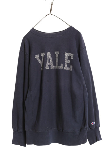80s USA製 ★ チャンピオン リバースウィーブ YALE プリント スウェット メンズ XL / 古着 ヴィンテージ イエール トレーナー カレッジ 紺