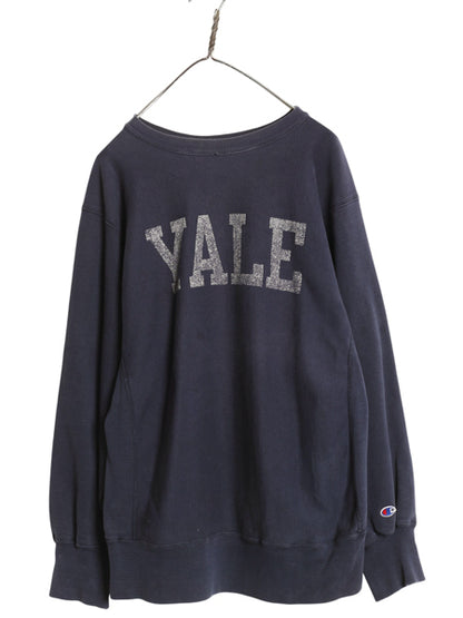 80s USA製 ★ チャンピオン リバースウィーブ YALE プリント スウェット メンズ XL / 古着 ヴィンテージ イエール トレーナー カレッジ 紺