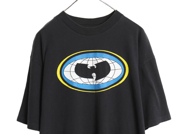 90s USA製 ★ WU WEAR ウータンクラン ロゴ プリント Tシャツ メンズ XL / 古着 当時物 オールド ヒップホップ ラップ シングルステッチ 黒