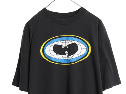 90s USA製 ★ WU WEAR ウータンクラン ロゴ プリント Tシャツ メンズ XL / 古着 当時物 オールド ヒップホップ ラップ シングルステッチ 黒