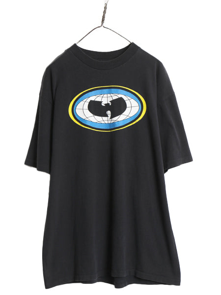 90s USA製 ★ WU WEAR ウータンクラン ロゴ プリント Tシャツ メンズ XL / 古着 当時物 オールド ヒップホップ ラップ シングルステッチ 黒