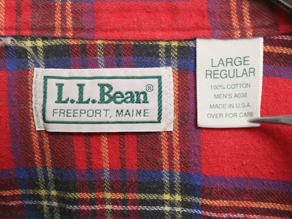 90s USA製 エルエルビーン コットン ツイル 長袖 シャツ メンズ L / 古着 オールド チェック フランネル ライナー付き ジャケット カーキ