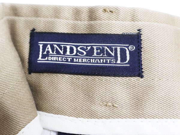 00s ランズエンド チノ パンツ メンズ 実寸 36 33 オールド ノータック ストレート チノパン スラックス ボトムス トラウザー カーキ 無地