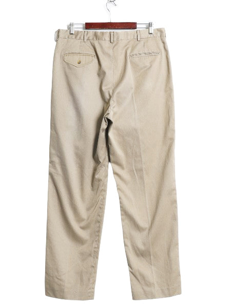 00s ランズエンド チノ パンツ メンズ 実寸 36 33 オールド ノータック ストレート チノパン スラックス ボトムス トラウザー カーキ 無地