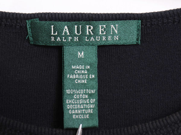 00s ローレン ラルフローレン 長袖 Tシャツ レディース M / オールド ロンT コットン ストレッチ リブ編み カットソー ロングスリーブ 黒