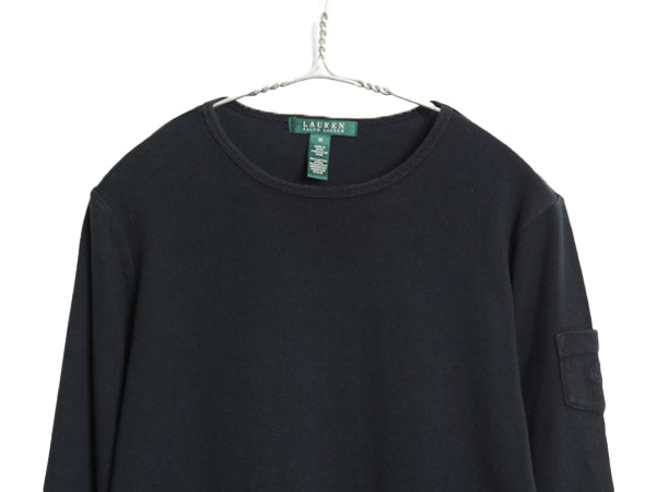 00s ローレン ラルフローレン 長袖 Tシャツ レディース M / オールド ロンT コットン ストレッチ リブ編み カットソー ロングスリーブ 黒