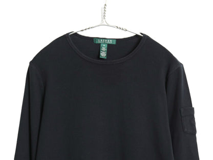 00s ローレン ラルフローレン 長袖 Tシャツ レディース M / オールド ロンT コットン ストレッチ リブ編み カットソー ロングスリーブ 黒