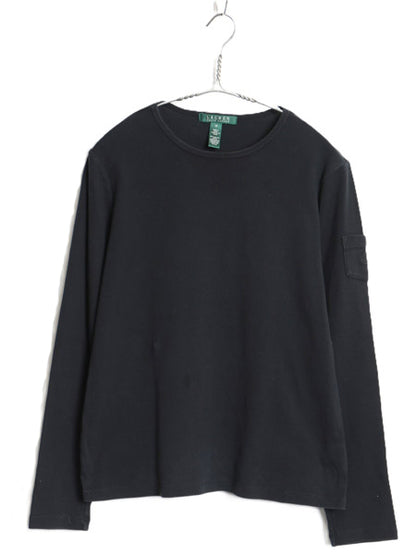 00s ローレン ラルフローレン 長袖 Tシャツ レディース M / オールド ロンT コットン ストレッチ リブ編み カットソー ロングスリーブ 黒