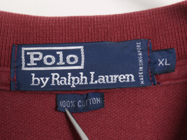 90s ポロ ラルフローレン 鹿の子 長袖 ポロシャツ メンズ XL 古着 長袖シャツ カットソー ワンポイント ポニー刺繍 シンプル 大きいサイズ