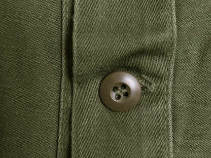 70s 米軍実物 US ARMY ケミカル プロテクティブ シャツ LARGE ヴィンテージ OG107 コットン サテン ユーティリティ ミリタリー 軍物 カーキ