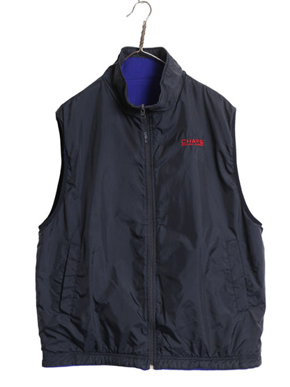 90s チャップス ラルフローレン フルジップ リバーシブル ベスト メンズ XL / ポロ オールド フリース ナイロン ハイネック 大きいサイズ