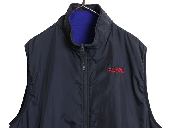 90s チャップス ラルフローレン フルジップ リバーシブル ベスト メンズ XL / ポロ オールド フリース ナイロン ハイネック 大きいサイズ