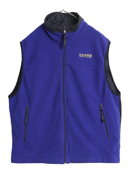 90s チャップス ラルフローレン フルジップ リバーシブル ベスト メンズ XL / ポロ オールド フリース ナイロン ハイネック 大きいサイズ