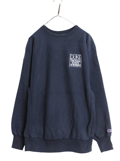 90s USA製 チャンピオン リバースウィーブ カレッジ 刺繍 スウェット メンズ XL オールド トレーナー 裏起毛 ワンポイント 大きいサイズ 紺