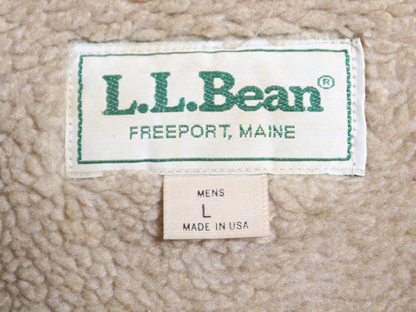 80s USA製 エルエルビーン チェック ウール ベスト メンズ L ヴィンテージ 裏 ボア パイル フリース ライナー付き フルジップ 重ね着 黒 緑