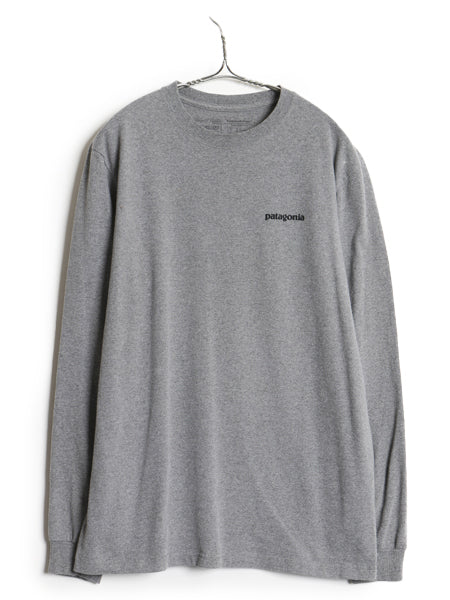 パタゴニア 両面 プリント 長袖 Tシャツ メンズ M 19年製 アウトドア ロンT ロングスリーブ P6 バックプリント ボックスロゴ カットソー 灰