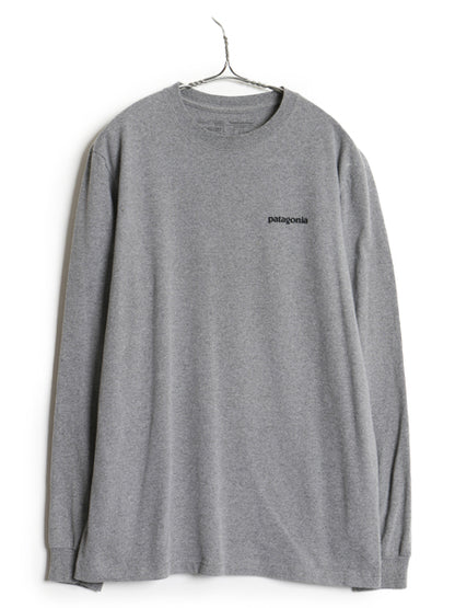 パタゴニア 両面 プリント 長袖 Tシャツ メンズ M 19年製 アウトドア ロンT ロングスリーブ P6 バックプリント ボックスロゴ カットソー 灰
