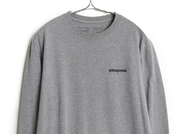 パタゴニア 両面 プリント 長袖 Tシャツ メンズ M 19年製 アウトドア ロンT ロングスリーブ P6 バックプリント ボックスロゴ カットソー 灰
