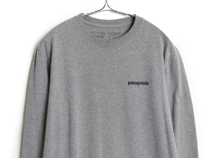 パタゴニア 両面 プリント 長袖 Tシャツ メンズ M 19年製 アウトドア ロンT ロングスリーブ P6 バックプリント ボックスロゴ カットソー 灰